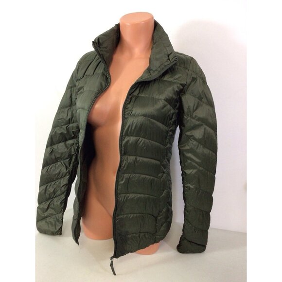 Uniqlo Ultra Light Down Jacket Green Packable Puffer Coat Winter Womens Small - Picture 3 of 7